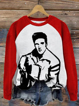 Women's Vintage Printed Round Neck Sweatshirt