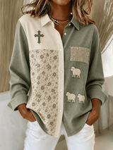 Women's Plaid Print Casual Lapel Shirt