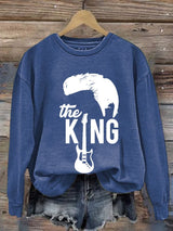 Women's Vintage The King Printed Round Neck Sweatshirt