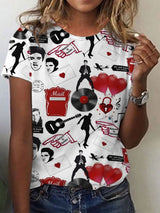 Women's Music Singer Printed Crew Neck T-Shirt