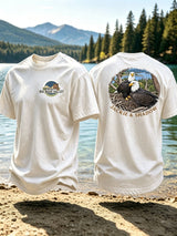 Men's Retro Jackie And Shadow Bald Eagle Printed Casual T-Shirt