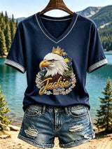 Women's Jackie The Eagle Print V Neck T-Shirt