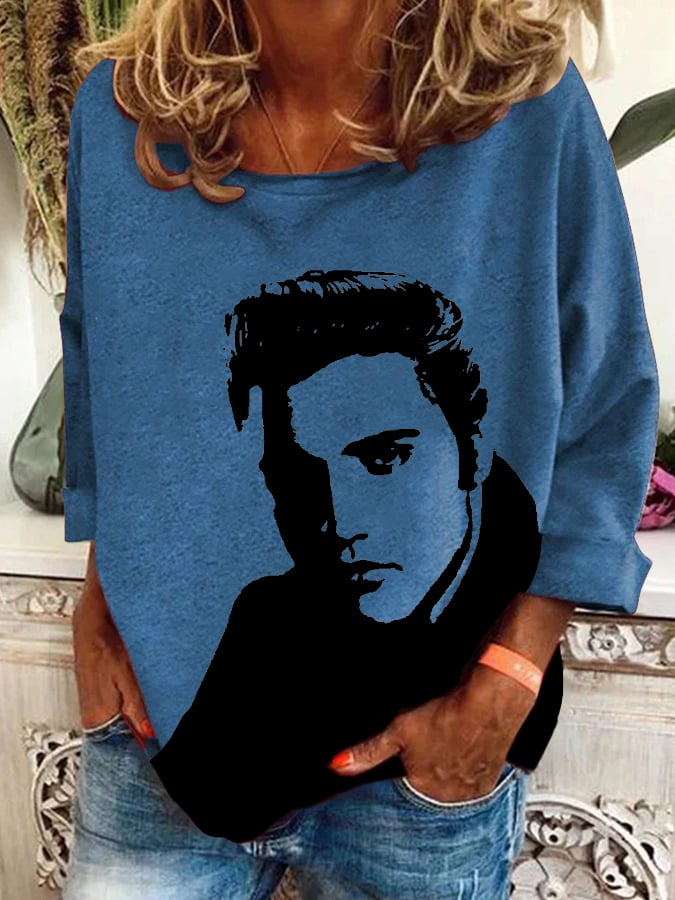Women's Vintage Print Round Neck Sweatshirt
