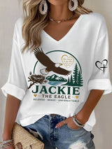 Women's Jackie and Shadow Print Waffle-Knit Casual T-Shirt