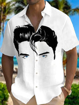 Men's Vintage Music Superstar  Print Casual Short Sleeve Shirt