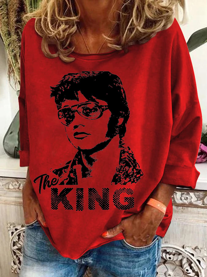 Women's Vintage Print Round Neck Sweatshirt