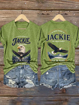 V-Neck Retro In Loving Memory Of Jackie The Bald Eagle Fly In Peace 2012-2026 Print T-Shirt