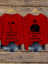 Retro King Of Rock Roll Merry Christmas Print Sweatshirt