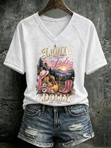 V Neck Retro Great Smoky Mountains A Light That Won't Fade Print T-Shirt