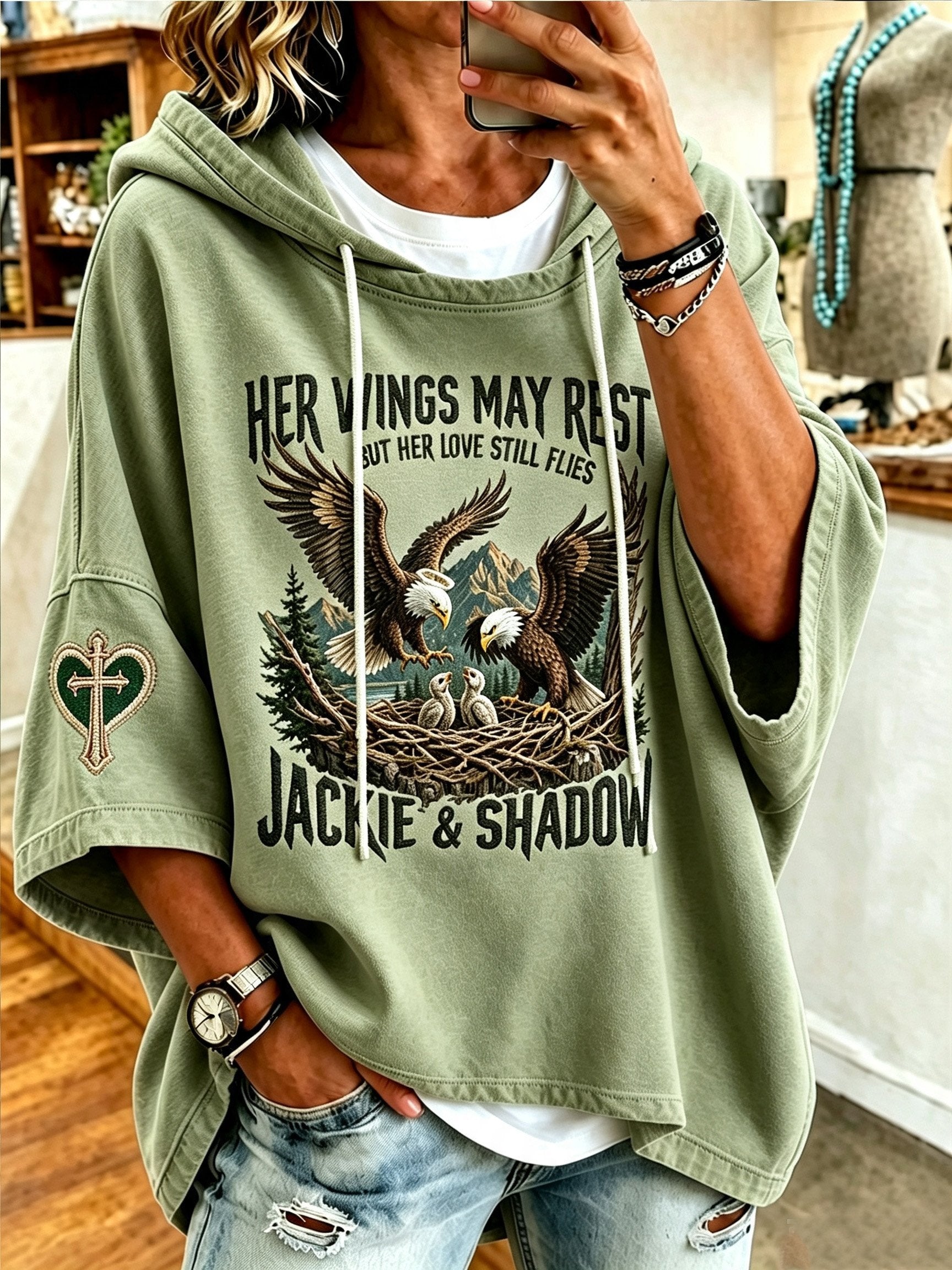 Women'S Casual Bald Eagle "Jackie" Print Top