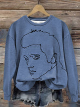 Women's King Of Music Print Crew Neck Long Sleeve Sweatshirt