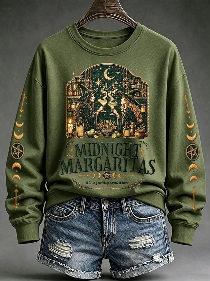 Women's Midnight Margaritas Print Casual Sweatshirt