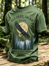 Men's Retro Jackie And Shadow Bald Eagle Printed Casual T-Shirt