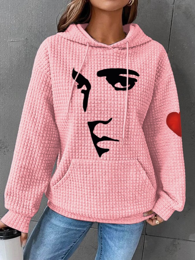 Women's Silhouette Print Souvenir Waffle Hoodie