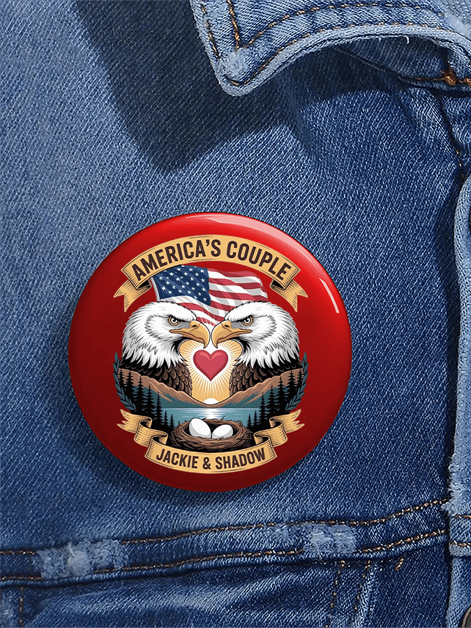 Unisex Retro America's Couple Jackie & Shadow Pin-Back Button