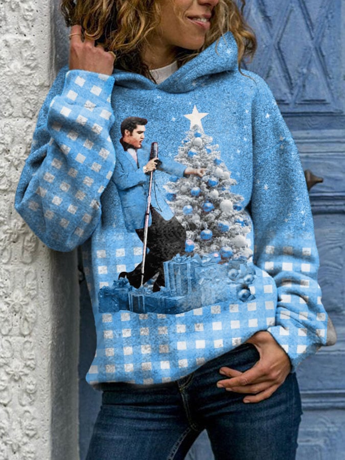 Women's Vintage Print Casual Hooded Sweatshirt
