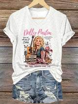 V-Neck Retro Find Out Who You Are And Do It On Purpose A Little Bit Country, A Little Bit Rock 'N' Roll, And A Whole Lot Of Heart. We Will Always Love You Print T-Shirt