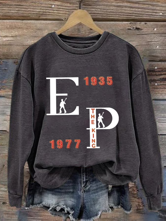 Retro King Of Rock Roll 1935-1977 Print Sweatshirt