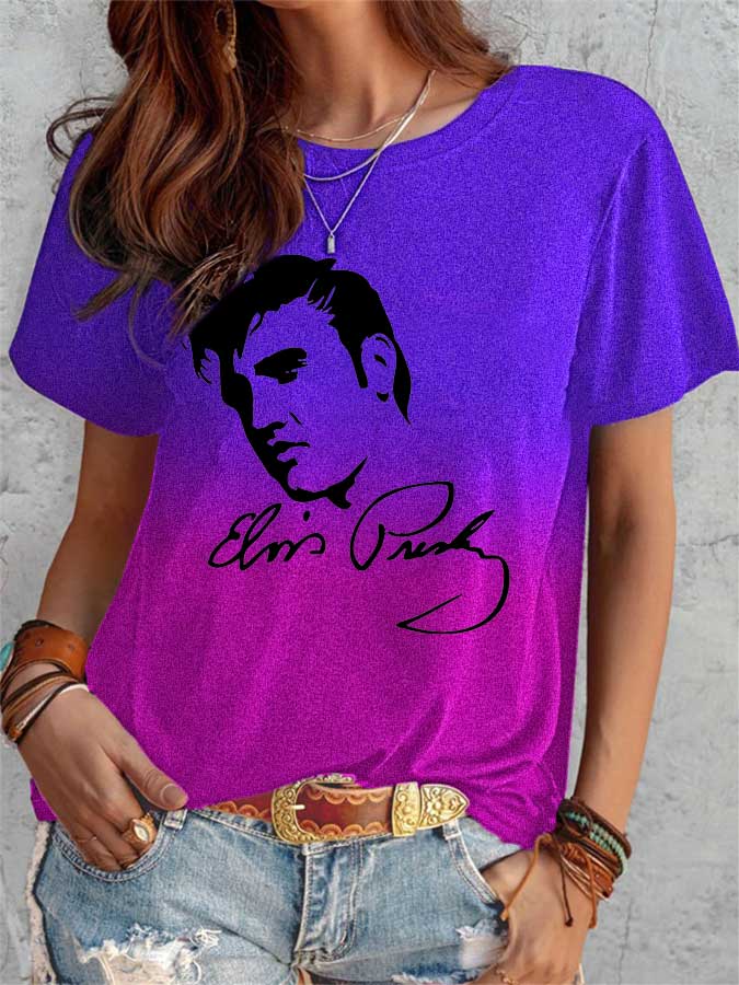 Women's Gradient Round Neck Loose Casual T-Shirt