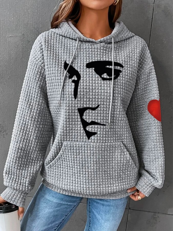 Women's Silhouette Print Souvenir Waffle Hoodie