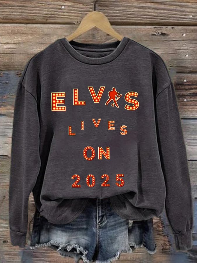 Retro King Of Rock Roll Lives On 2025 Print Sweatshirt