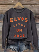 Retro King Of Rock Roll Lives On 2025 Print Sweatshirt