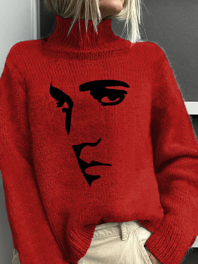 Retro King Of Rock Roll Print Sweater