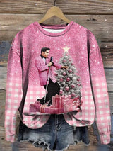 Women's Vintage Christmas Tree Printed Round Neck Sweatshirt