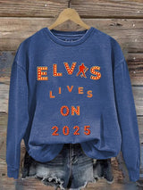 Retro King Of Rock Roll Lives On 2025 Print Sweatshirt