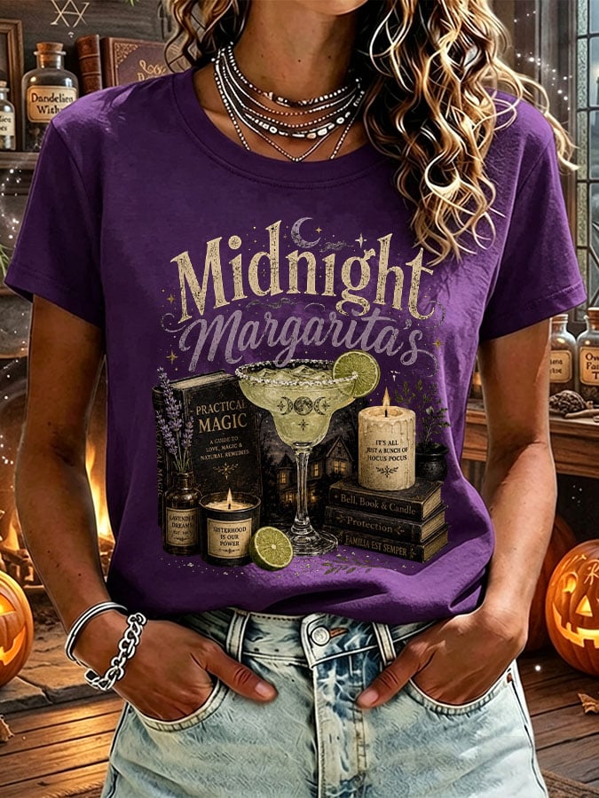 Women's Midnight Margaritas Print Casual T-shirt