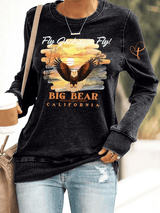 Retro Fly Jackie Fly! Big Bear California Print Sweatshirt