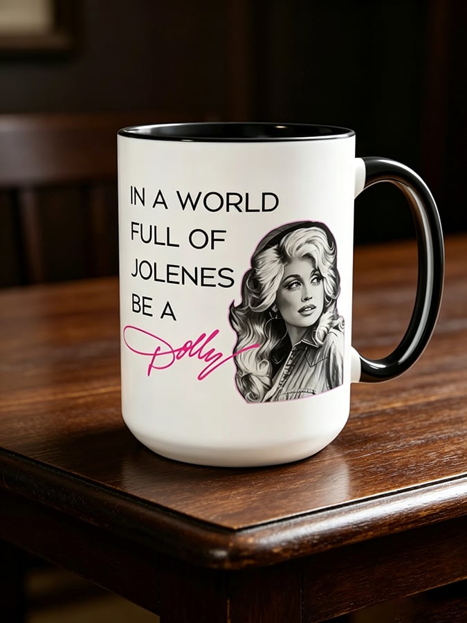 Retro Country Music Legend Tribute  In A World Full Of Jolenes Be A Dolly Print Mug