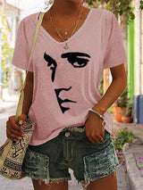 Women's Silhouette Print Souvenir V-Neck T-Shirt