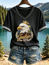 Women's Jackie The Eagle Print V Neck T-Shirt