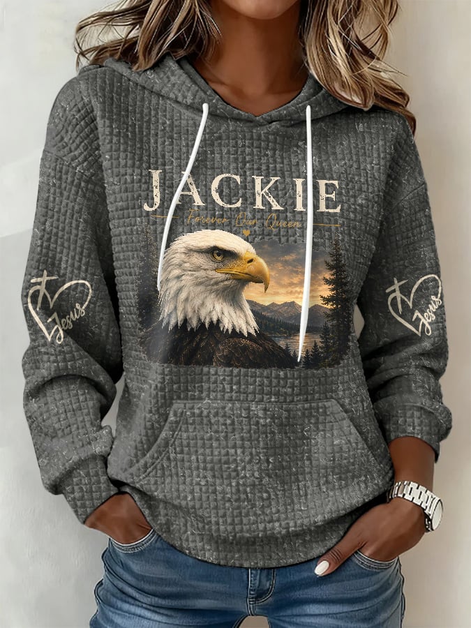 Retro Jackie Forever Our Queen Print Hoodie