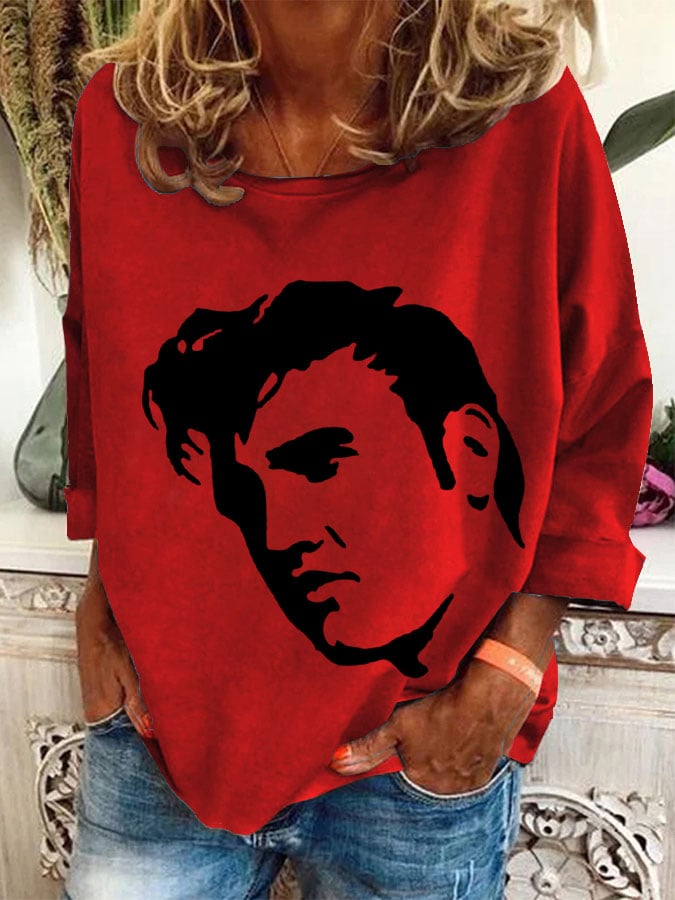 Women's Vintage Print Round Neck Sweatshirt