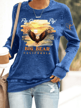 Retro Fly Jackie Fly! Big Bear California Print Sweatshirt