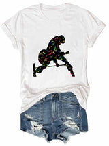 Women's King Of Music Print Round Neck Short Sleeve T-Shirt