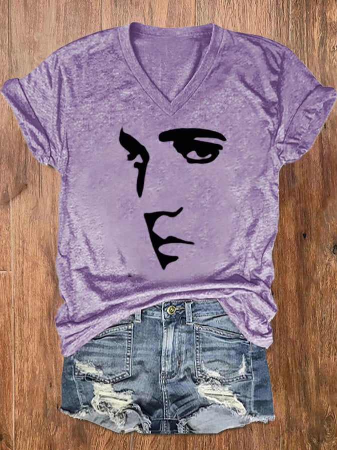 Women's Silhouette Print Souvenir V-Neck T-Shirt