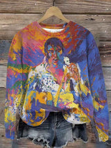 Women's Vintage Art Printed Round Neck Sweatshirt