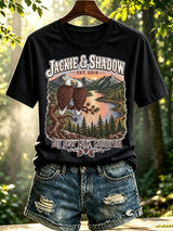 Women's Retro Jackie And Shadow Big Bear Lake Bald Eagles Print Raglan Short-Sleeved T-Shirt