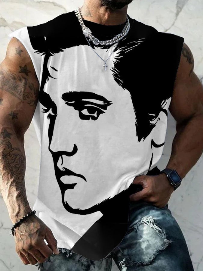 Men's Vintage Music Superstar Printed Tank Top