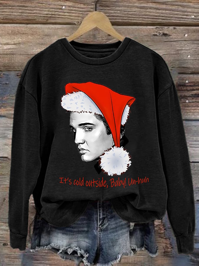Women's Vintage It's Cold Outside Baby Print Round Neck Sweatshirt
