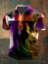 Men's Retro King Of Rock Roll Print Polo Shirt