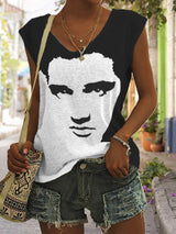 Women's Legendary Actor Singer Silhouette Print Sleeveless Tee