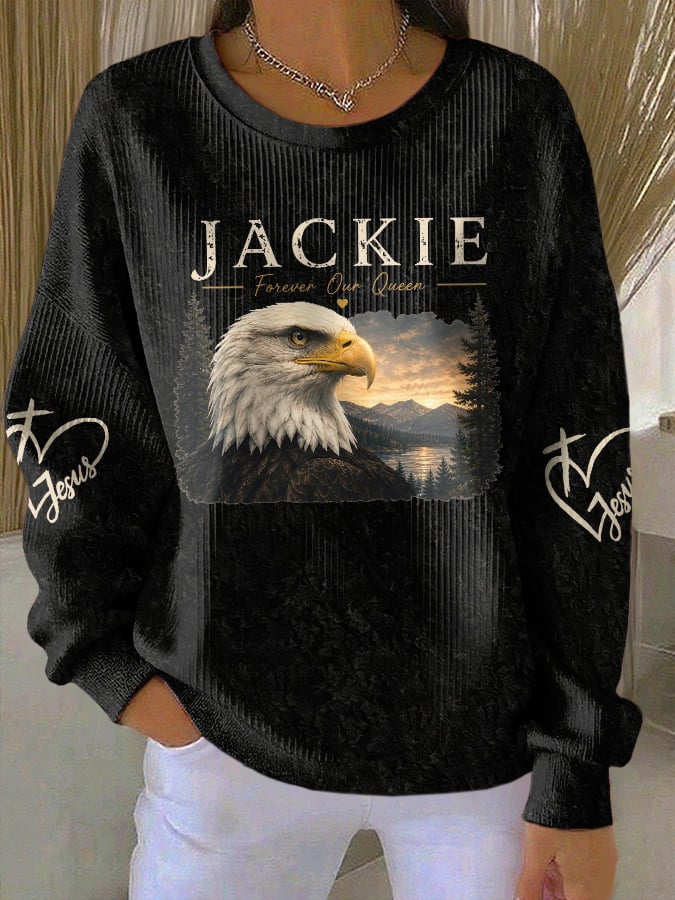 Retro Jackie Forever Our Queen Print Sweatshirt