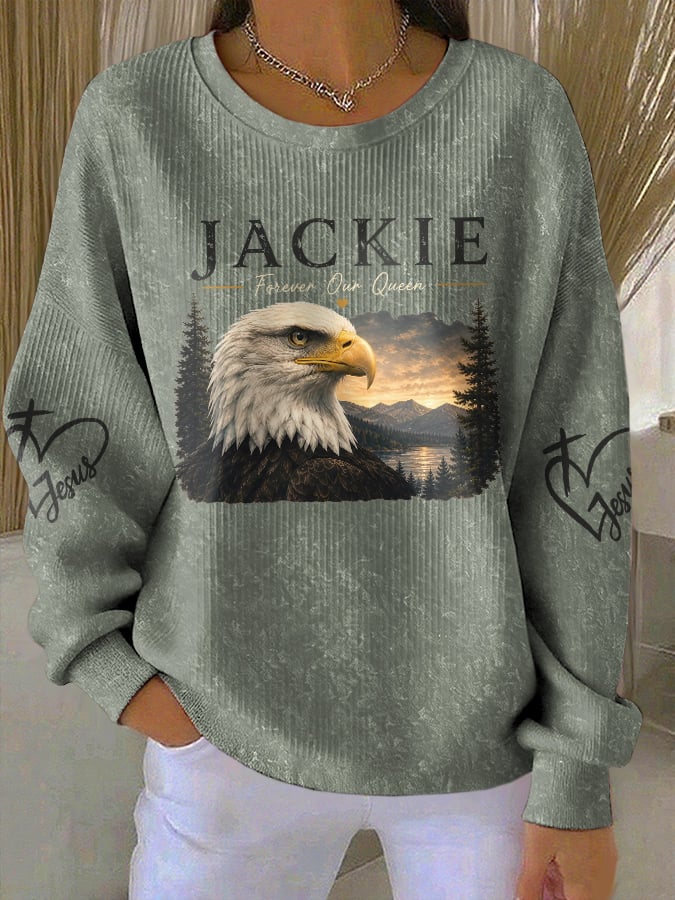 Retro Jackie Forever Our Queen Print Sweatshirt