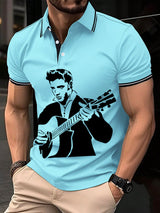 Men's Vintage Music Star Printed Polo Shirt