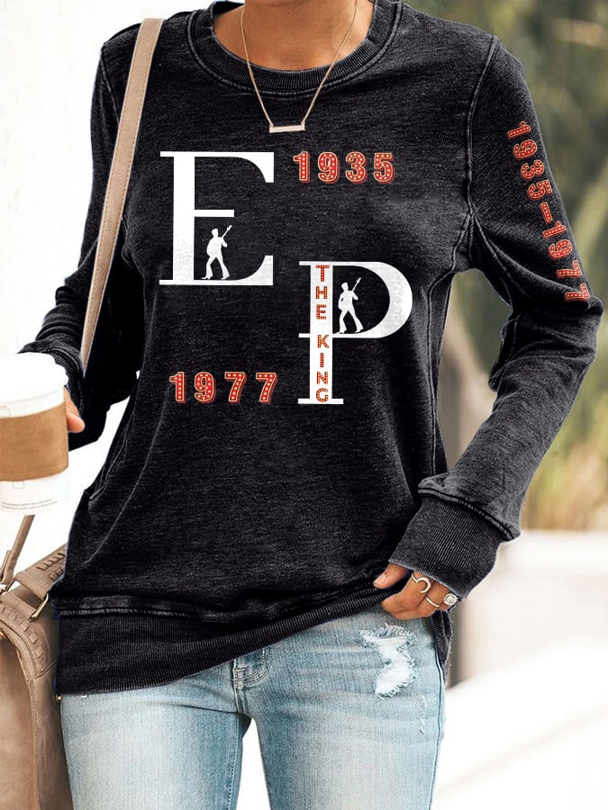 Retro King Of Rock Roll 1935-1977 Print Sweatshirt