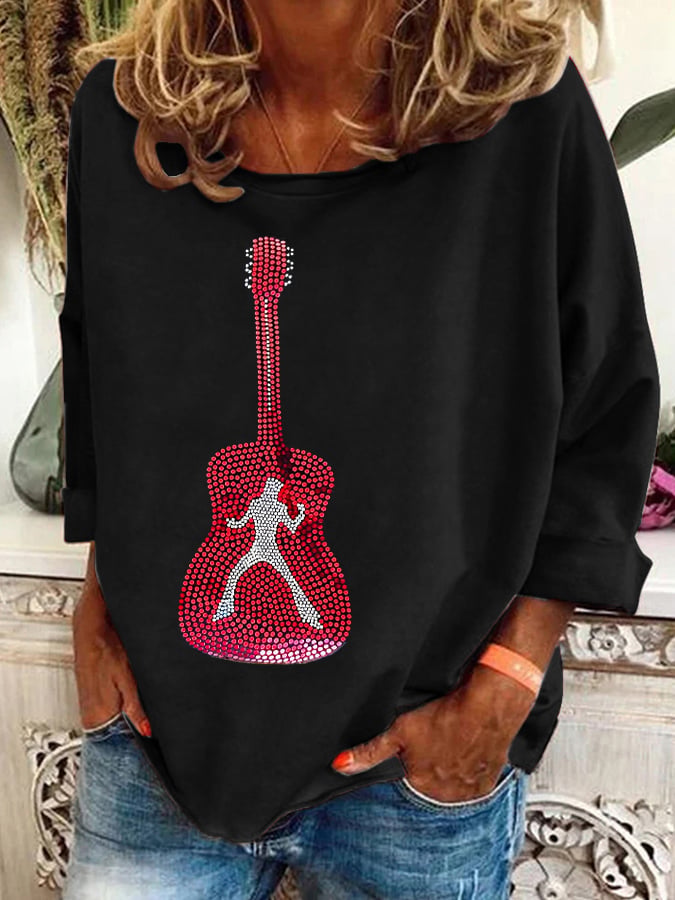 Retro King Of Rock Roll Print Sweatshirt